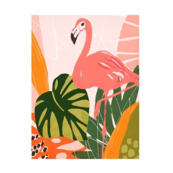 June Erica Vess 'Jungle Flamingo I' Canvas Art, 18x24, Trademark Fine Art, Mfr#: WAG16882-C1824GG
